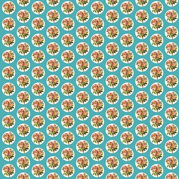 Artwork thumbnail, Repeating Pattern - Pink Roses - Circles by Mary Evans Picture Library
