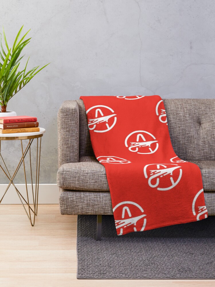 Thumbnail 2 of 6, Throw Blanket, Aeronaut icon red pattern designed and sold by Aeronautdesign.