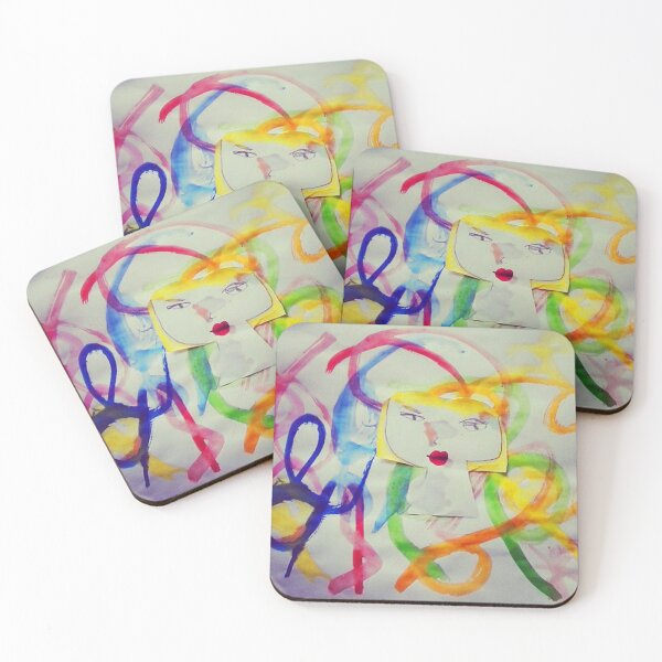 Item preview, Colorful Doodle Girl Painting by Elisavet designed and sold by azimaplace.