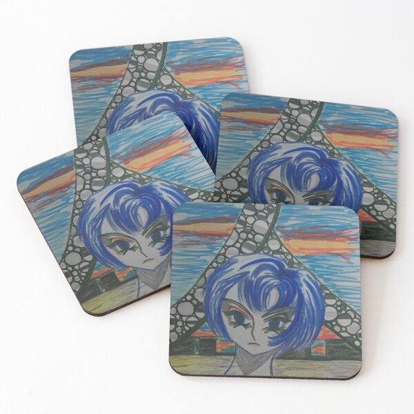 Item preview, Blue manga girl with architecture designed and sold by Merche-Falomir.
