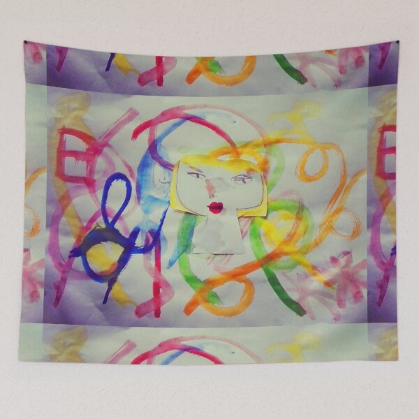 Item preview, Colorful Doodle Girl Painting by Elisavet designed and sold by azimaplace.