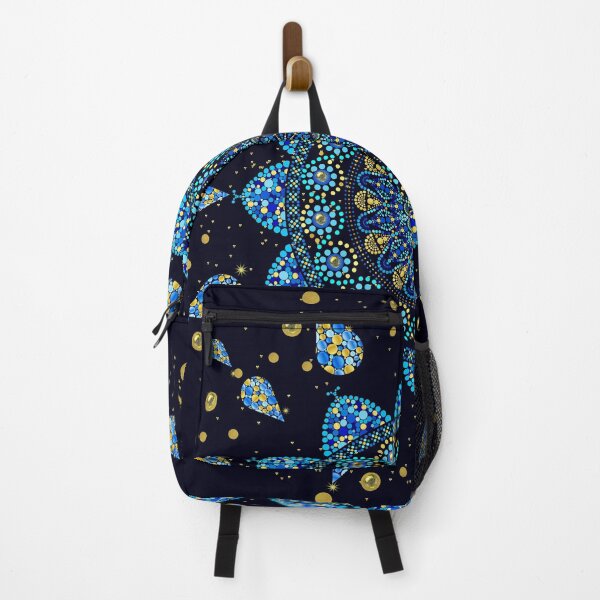 Item preview, Mandala blue turquoise gold dot art designed and sold by ChrissiCreation.