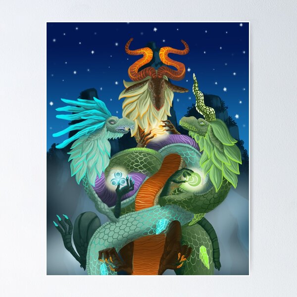 Item preview, The Three Dragons designed and sold by Burning Bee Illustration.