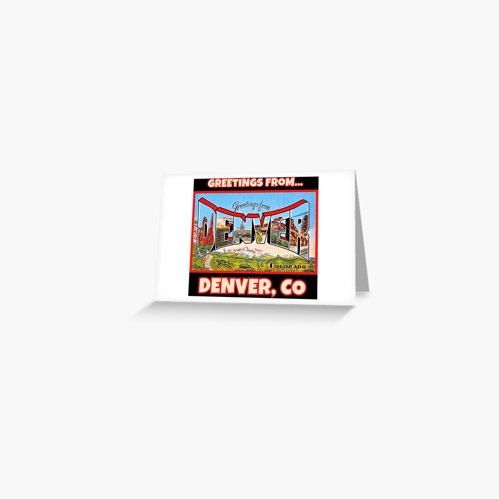 "Denver Colorado Postcard Art, Greetings From Denver" Greeting Card for