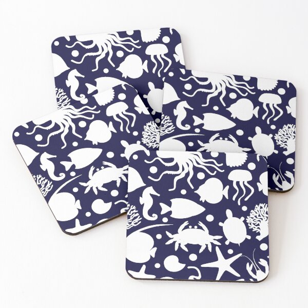 Item preview, White Sea Animals Pattern designed and sold by MillerDesigns.