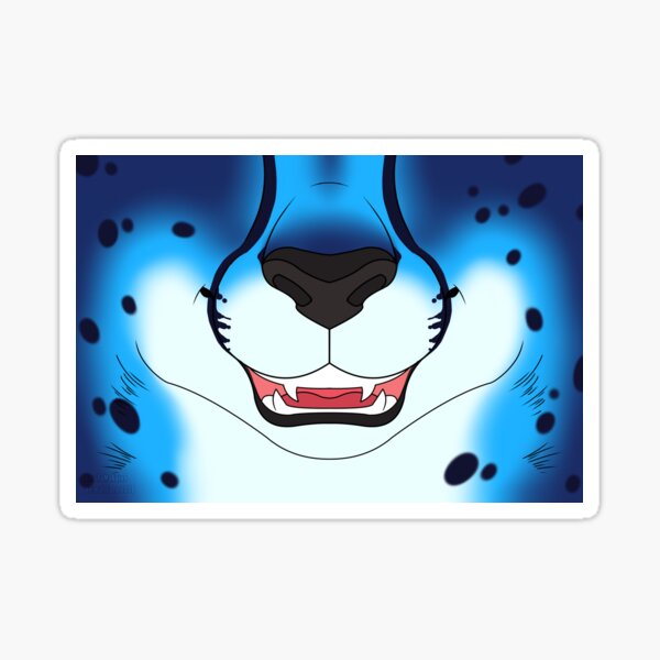 Blue Cheetah Face Sticker