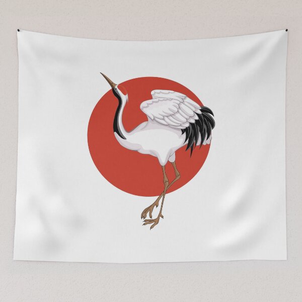 Item preview, Japan flag with Red Crowned Crane  designed and sold by Funny-Vintage.