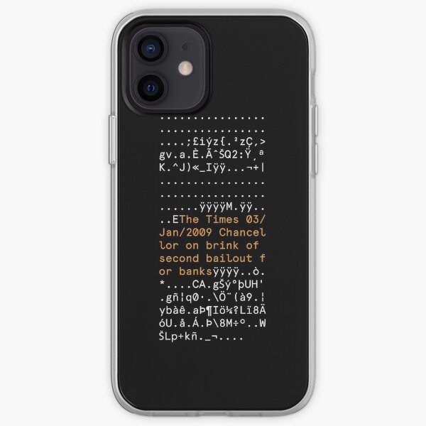 PRIMER BLOQUE DE BITCOIN Funda blanda para iPhone