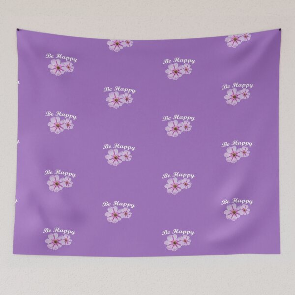 Item preview, Be Happy with pink and purple flowers designed and sold by WearURColors.