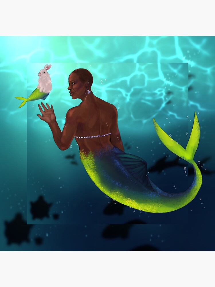 "Mahi Mahi Mermaid (Nzinga and Bunny)" Sticker by FryingPanties Redbubble