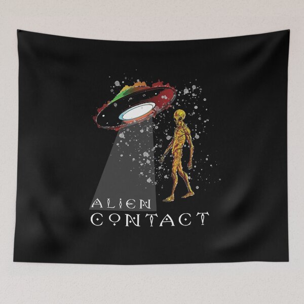Item preview, Alien Contact - Alien and Spaceship designed and sold by ColorfulMystic.