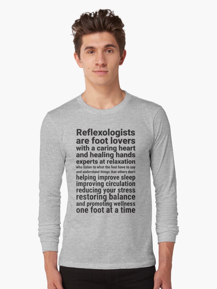 Thumbnail 1 of 5, Long Sleeve T-Shirt, Reflexologists are foot lovers (black text) designed and sold by Onpointholistic.