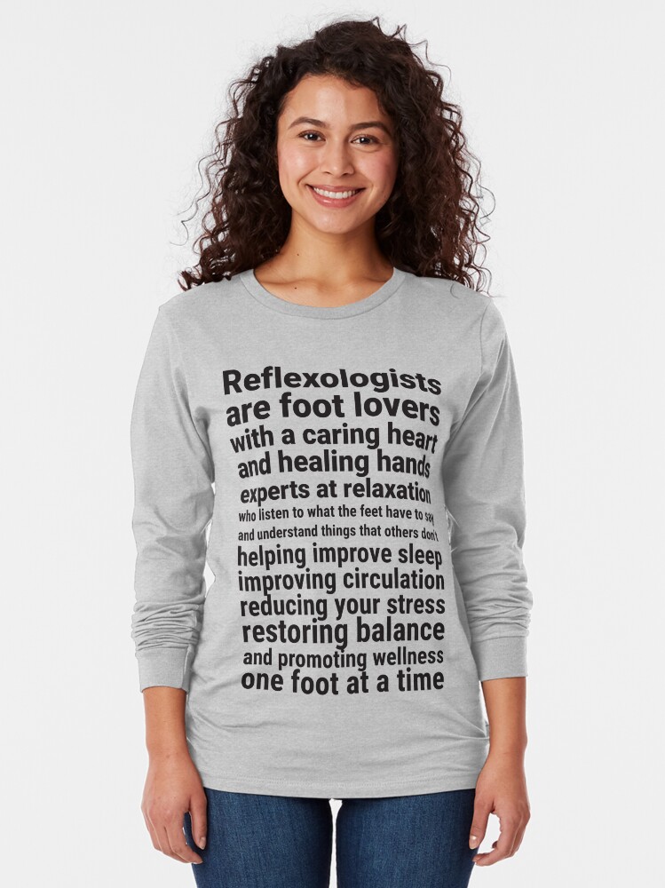Thumbnail 2 of 5, Long Sleeve T-Shirt, Reflexologists are foot lovers (black text) designed and sold by Onpointholistic.