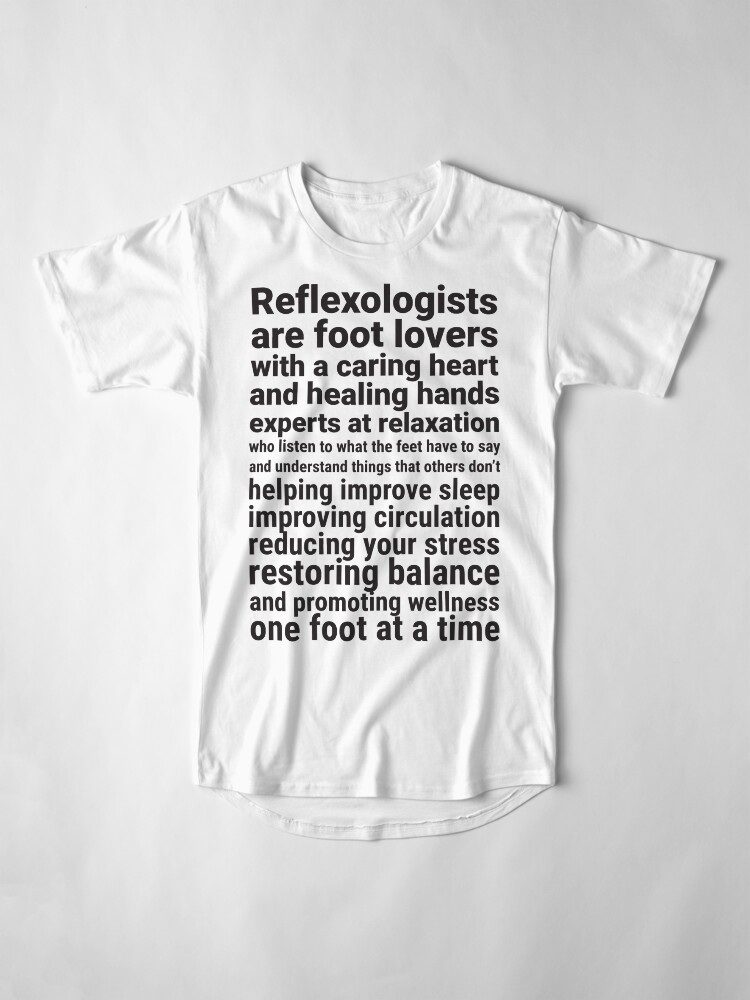 Thumbnail 4 of 5, Long T-Shirt, Reflexologists are foot lovers (black text) designed and sold by Onpointholistic.