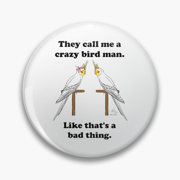 Item preview, Crazy Bird Man with Lutino Cockatiels designed and sold by Laughing Parrot Studio.
