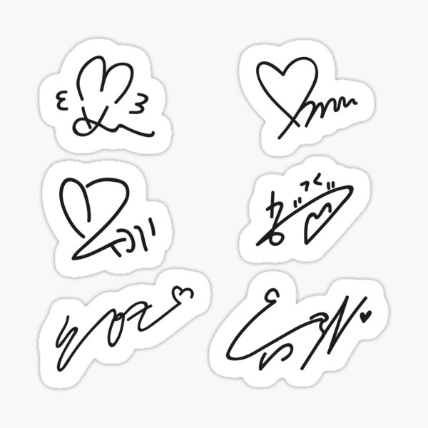 "G IDLE signatures stickers (black and white ver.)" Sticker for Sale