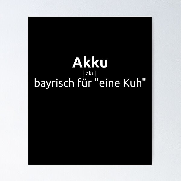 Artikel-Vorschau von Akku Kuh Bayern Spruch, designt und verkauft von mederDESIGNS.