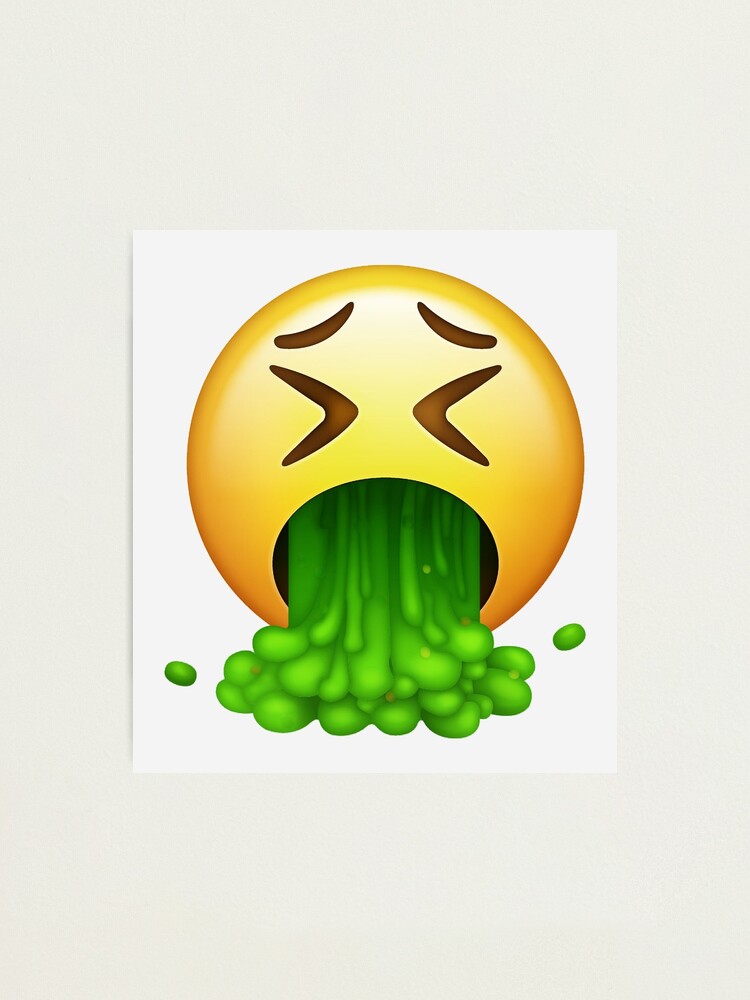 "Puke Emoticon Throw Up Yellow Emoji" Photographic Print for Sale by