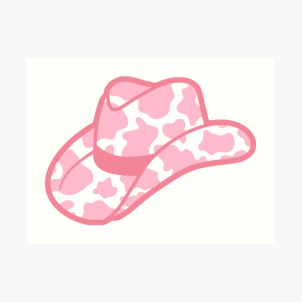 pink cow print cowgirl hat Art Print