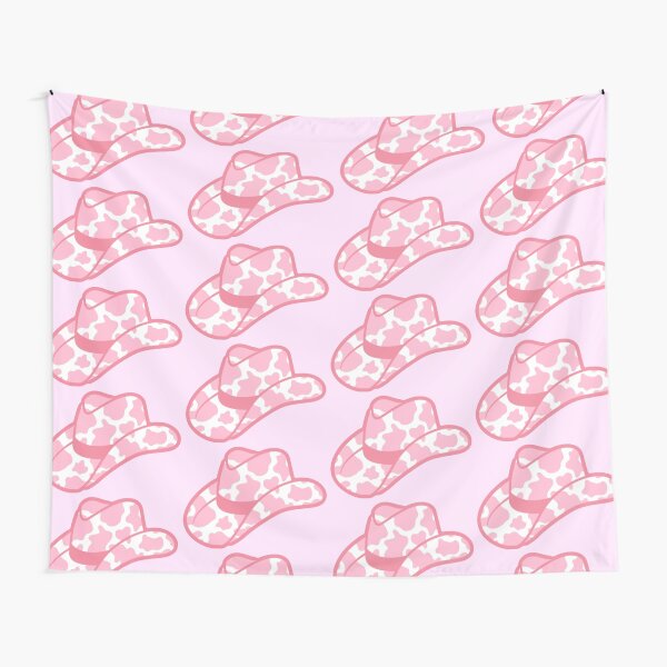 pink cow print cowgirl hat Tapestry
