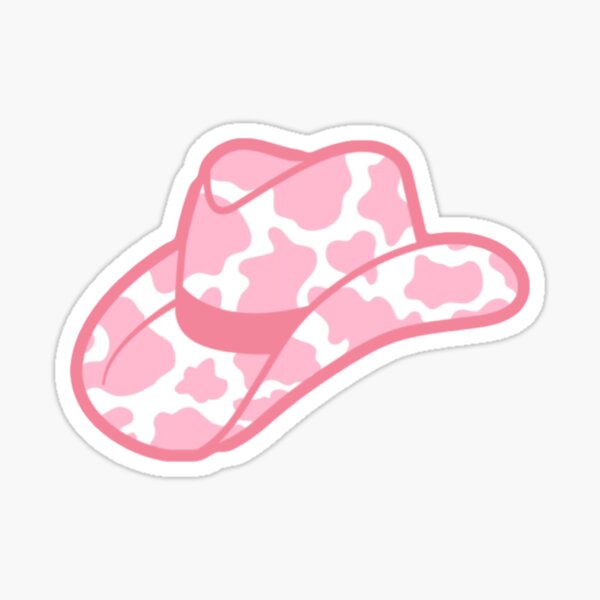 pink cow print cowgirl hat Sticker