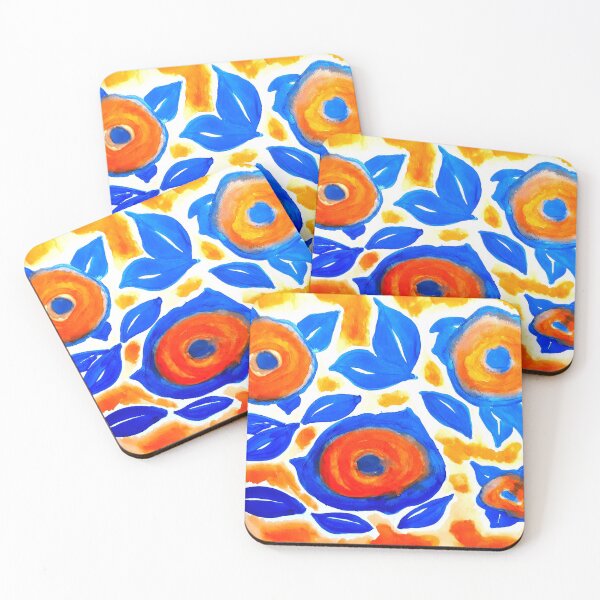 Item preview, Orange And Blue Watercolor Flowers  designed and sold by Maltez.