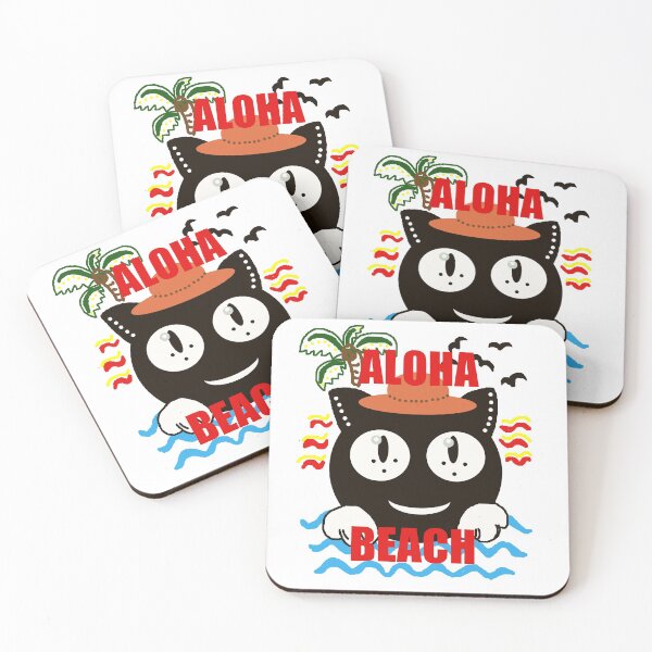 Item preview, Retro black cat on Huawei beach _ aloha  designed and sold by AMALABUAWAD.