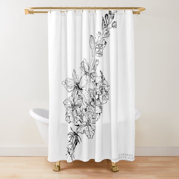 Larkspur July Birth Flower in White Shower Curtain