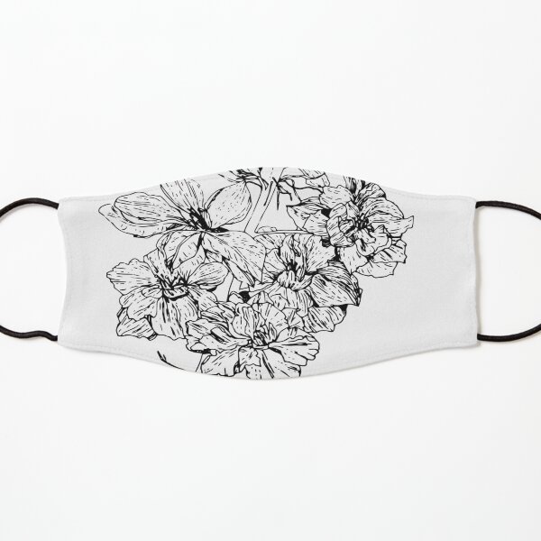Larkspur July Birth Flower in White Kids Mask