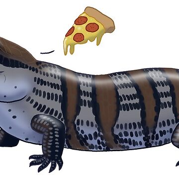 Artwork thumbnail, Blue Tongued Skink Wants Pizza by Burning Bee Illustration