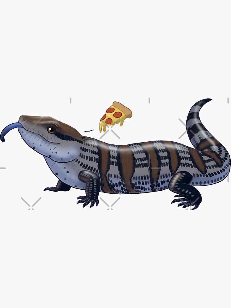 Thumbnail 3 of 3, Sticker, Blue Tongued Skink Wants Pizza designed and sold by toast-zombie.