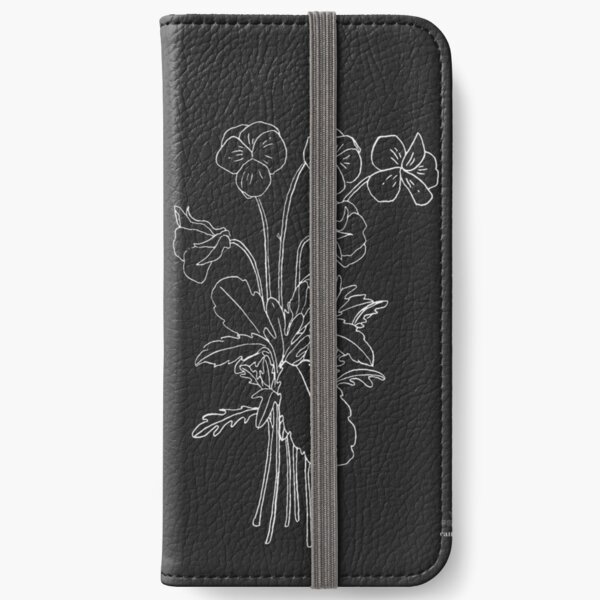 Violet February Birth Flower in Black iPhone Wallet
