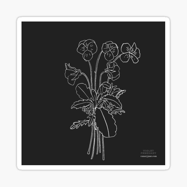 Violet February Birth Flower in Black Sticker