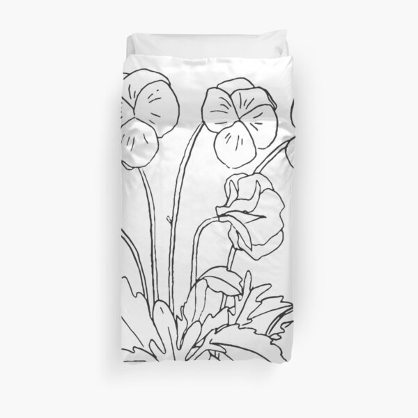 Violet February Birth Flower in White Duvet Cover