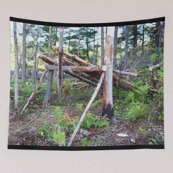 Item preview, Bushcraft Lean-To Shelter In The Wilderness designed and sold by SeguinM.