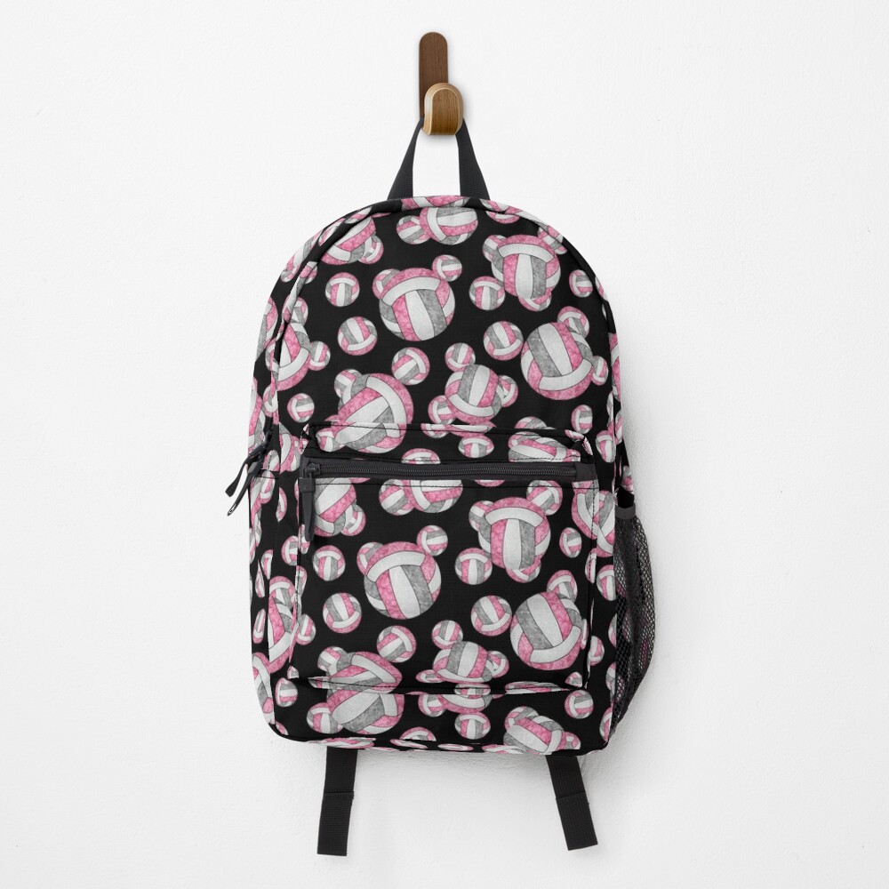 pink gray volleyballs pattern backpack