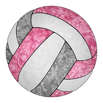 Artwork thumbnail, Girly pink gray white volleyballs pattern by katzdzynes