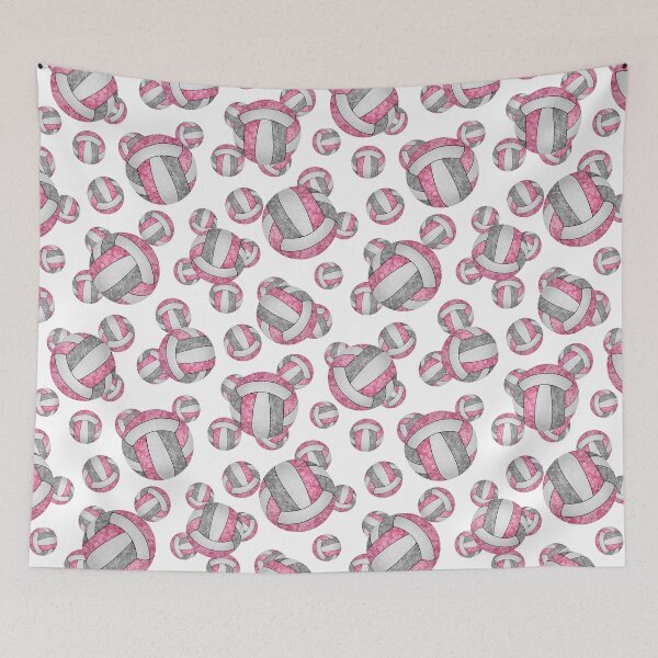 Item preview, Girly pink gray white volleyballs pattern designed and sold by katzdzynes.