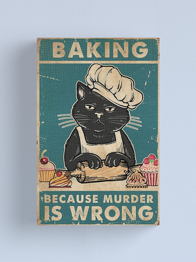Alternate view of Black Cat Baking because murder is wrong cat lover gifts Canvas Print
