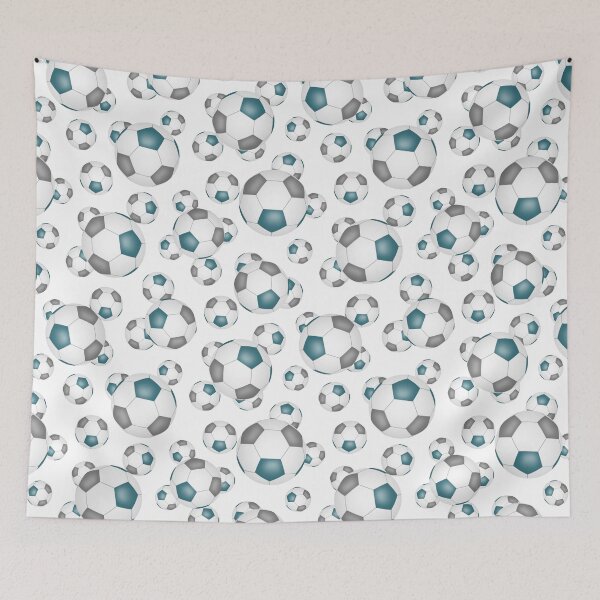 Item preview, Teal gray and white soccer balls pattern designed and sold by katzdzynes.