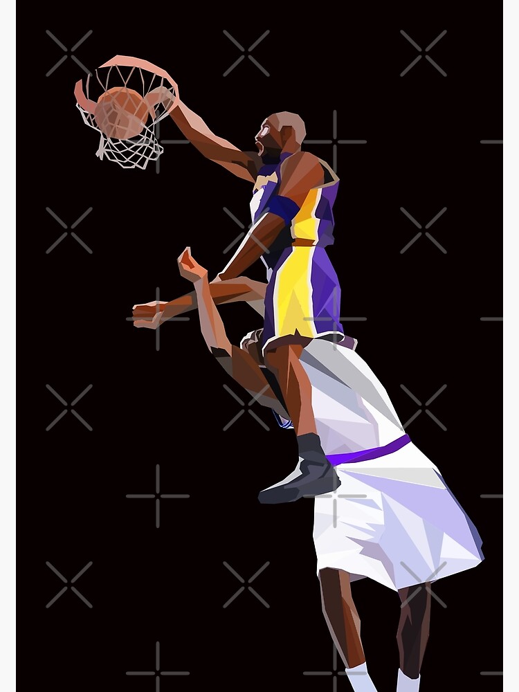 K.B, Kobe#Bryant Dunks Basketball Sports Poster Poster Framed Canvas