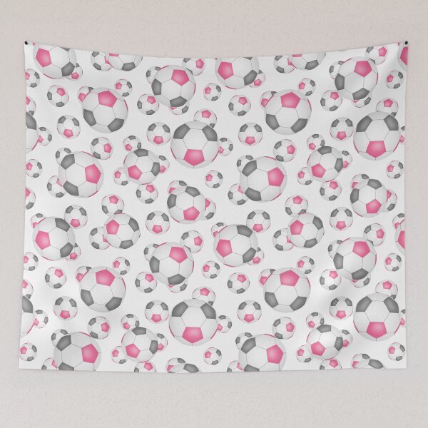 Item preview, Cute pink gray and white soccer balls pattern designed and sold by katzdzynes.