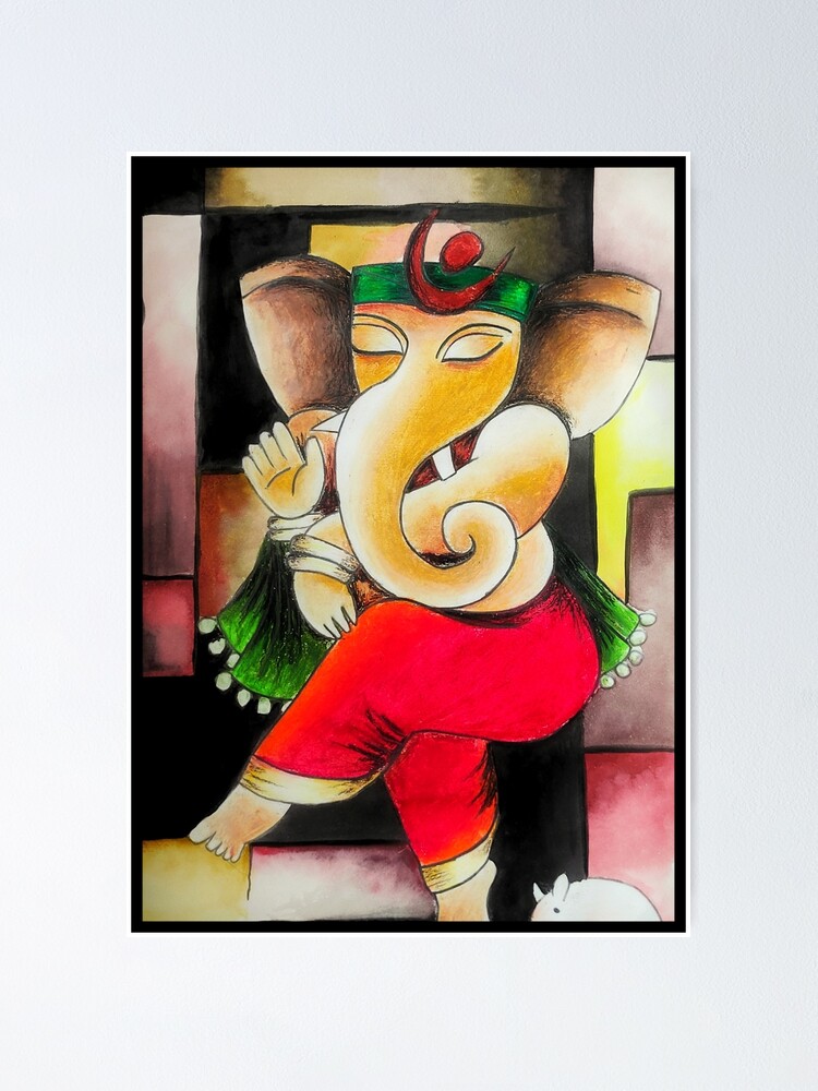 Colour painting of God Ganesha Art Print by Vivek Pasi - Fine Art America
