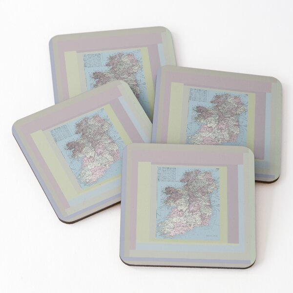 Item preview, Ireland, antique map colorized and matted designed and sold by djrunnels.