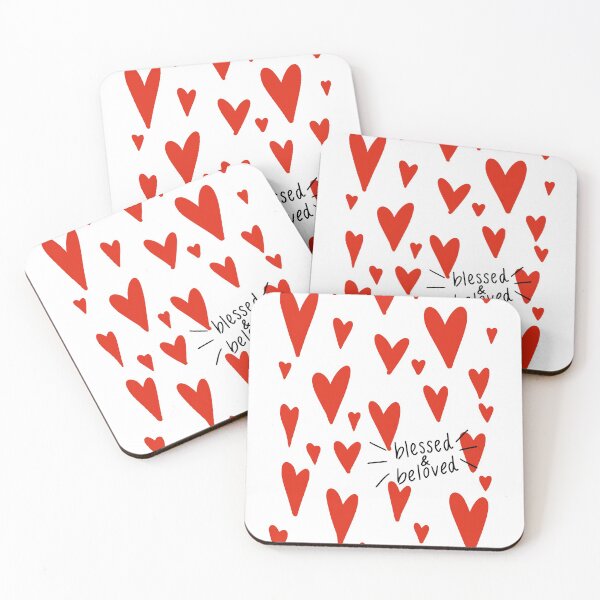 Item preview, Red Blessed and Beloved Hearts designed and sold by faithprints.