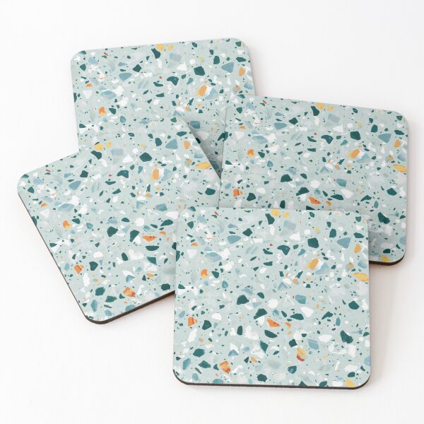 Item preview, Terrazzo // modern pastel mint, green, grey, orange, white pattern designed and sold by NordicSommer.