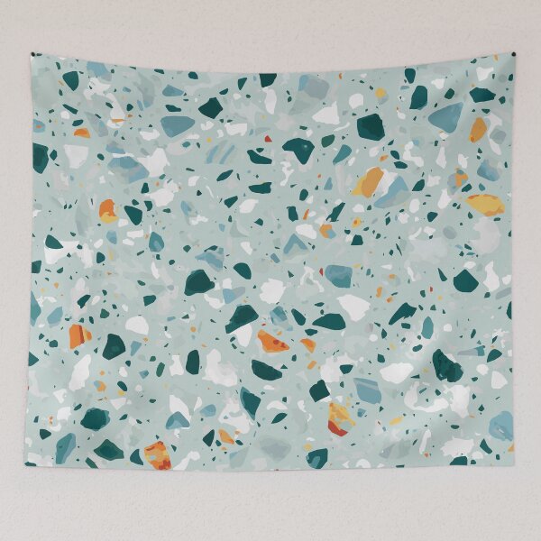 Item preview, Terrazzo // modern pastel mint, green, grey, orange, white pattern designed and sold by NordicSommer.