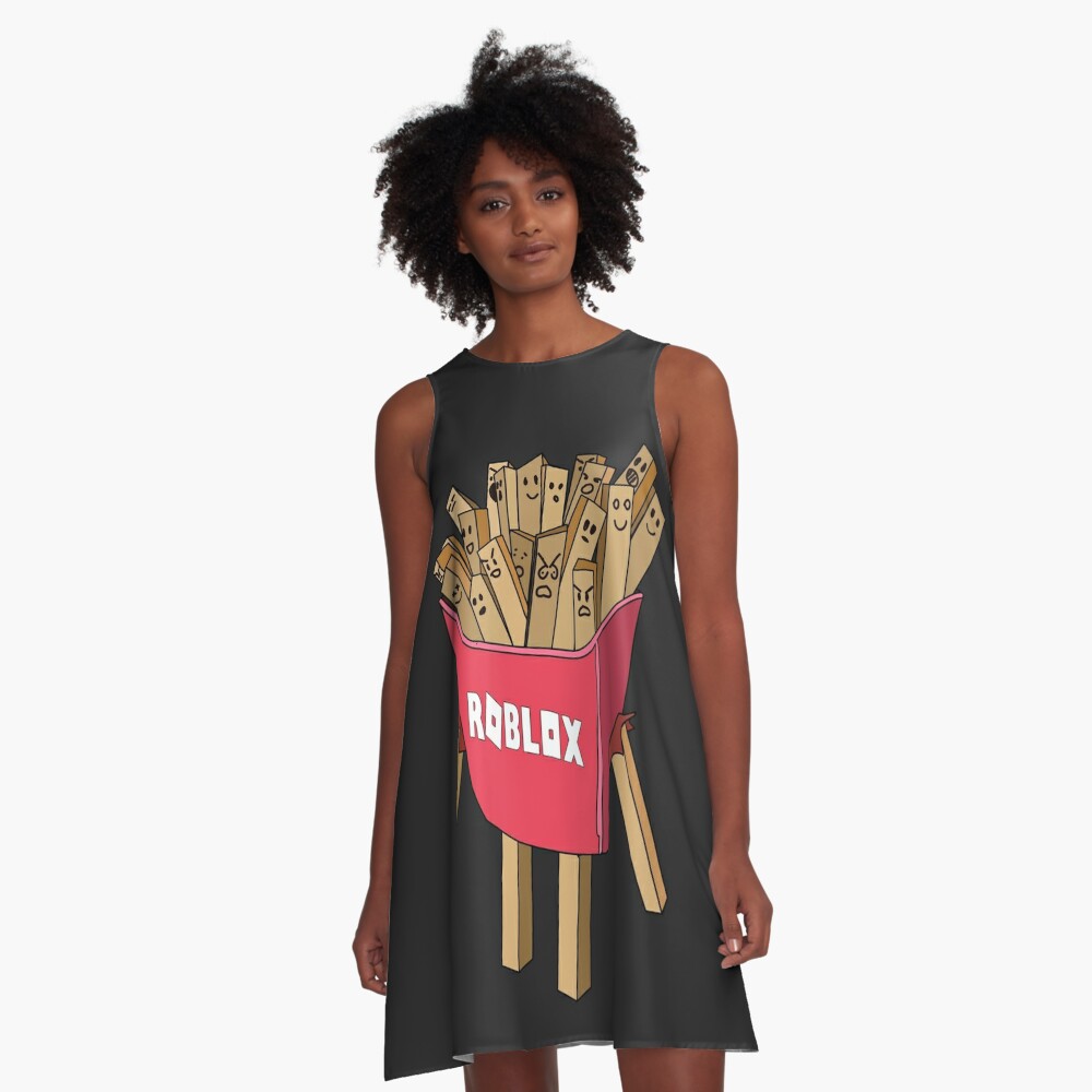 Roblox Avatar French Fries Skin A Line Dress By Stinkpad Redbubble - disco rainbow afro roblox