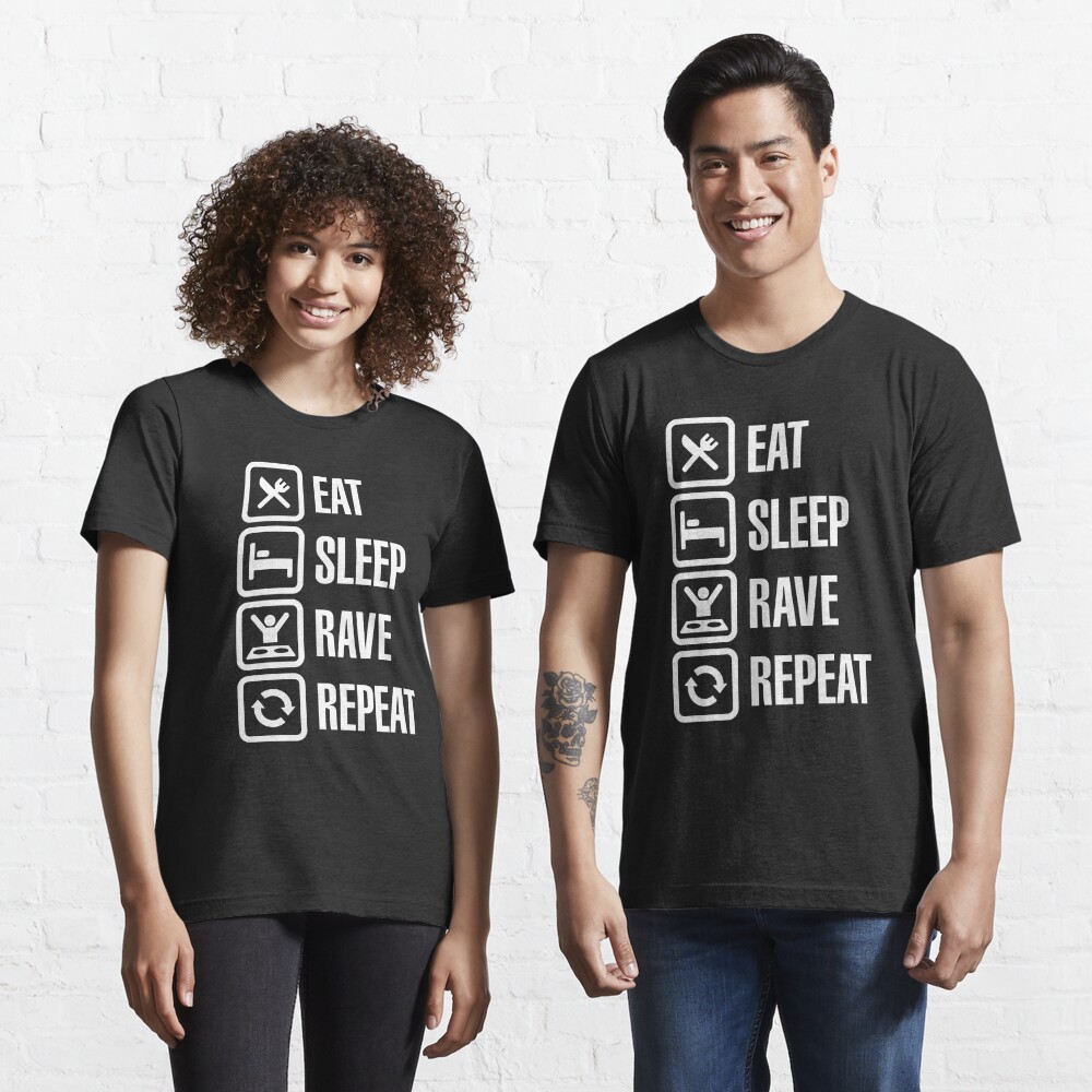  3D Effect Eat Sleep Rave Repeat T-Shirt For Ravers