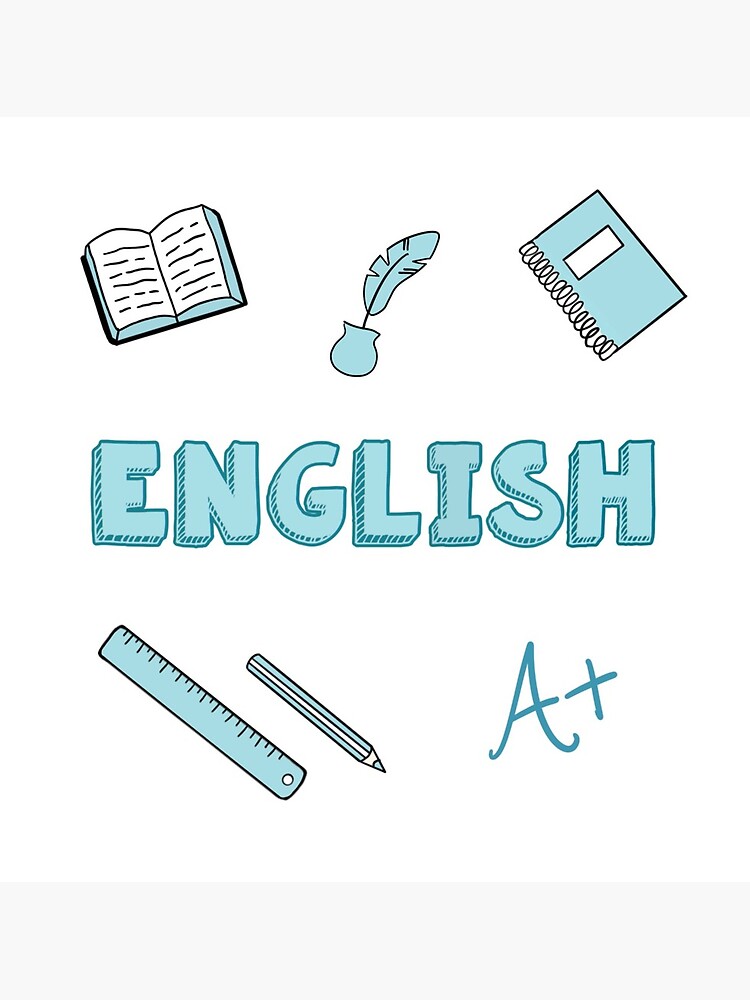 Light Blue English School Subject Sticker Pack Photographic Print For